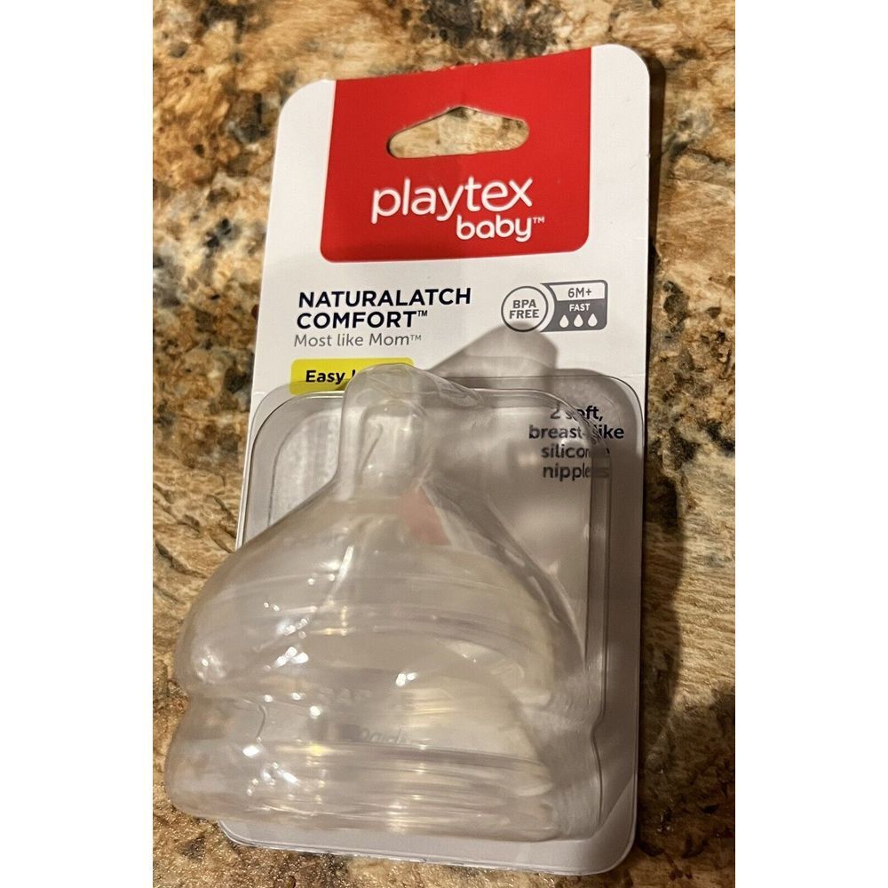 Playtex Baby Natural Comfort Easy Latch Nipples 2-Pack‎ 6M+ NEW Fast Flow E18